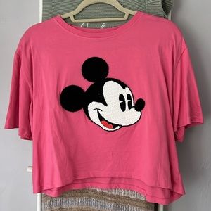Disney x Zara Mickey Mouse patch cropped T-shirt